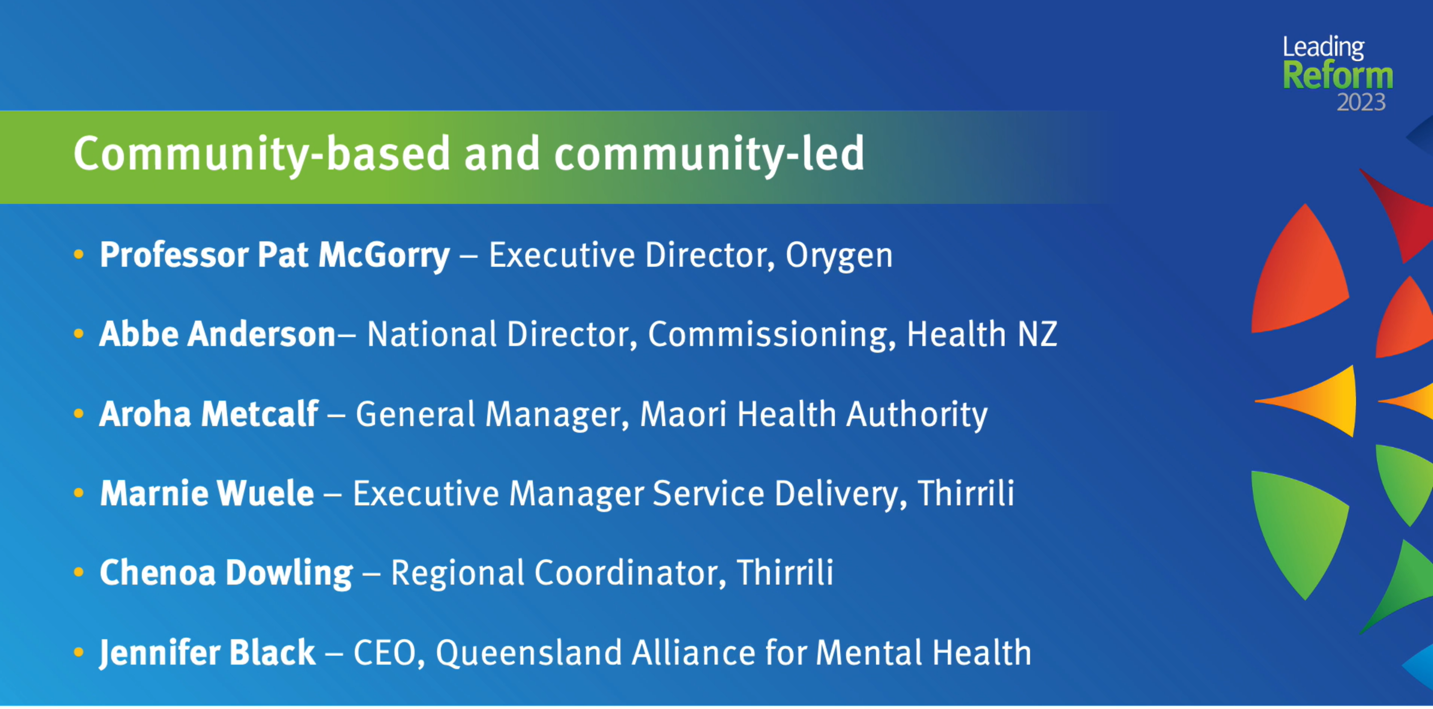 Image of panel members slide with play video text